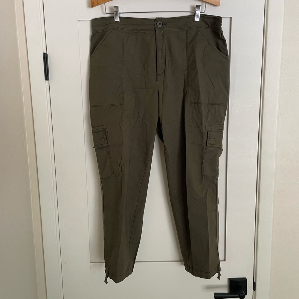 Green Cargo Pants with Straight Leg Design